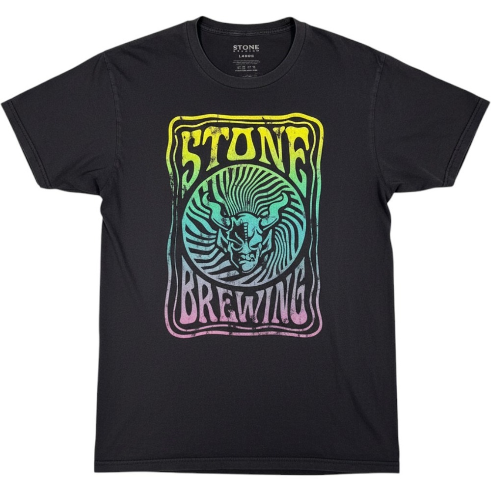 Stone Brewing Gargoyle Graphic T-Shirt Mens Large Charcoal Gray Psychedelic Logo